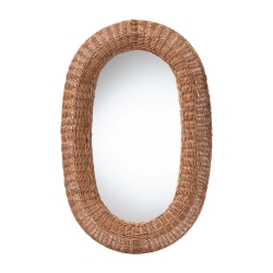 bali & pari Brisia Oval Rattan Wall Mirror - Handwoven Wicker Framed Mirror for Entryway, Living Room, or Bedroom, Natural